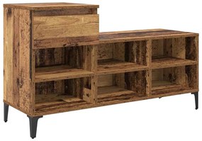 Cipőszekrény fiókkal polcokkal Régi fa 102 x 36 x 60 cm Faanyag