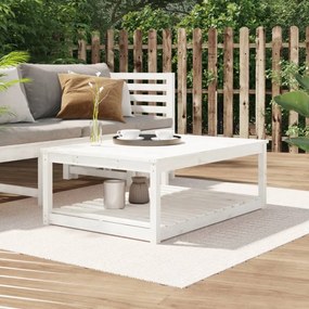 Fehér tömör fenyőfa kerti asztal 121x82,5x45 cm