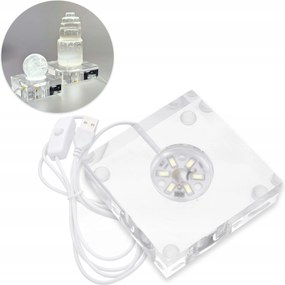 LED-es világító állvány Átlátszó Kristályok Ásványok Négyzet 8x8cm
