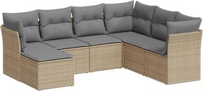 vidaXL 7 részes bézs polyrattan kerti ülőgarnitúra párnákkal