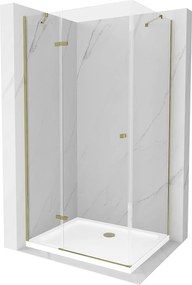 Mexen Roma zuhanykabin 100 x 80 cm, 6mm átlátszó üveg, arany profil + Vékony zuhanytálca, 854-100-080-50-00-4010