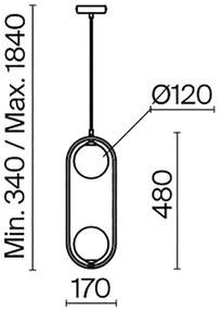 Maytoni MOD013PL-02BS1 - Csillár zsinóron RING 2xG9/25W/230V réz