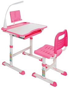 Állítható magasságú, többfunkciós, gyerek íróasztal-rózsaszín