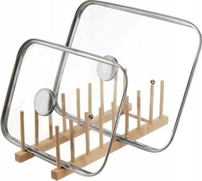 Fedél- És Tányértartó Állvány Fa Bambusz Konyhai Rendszerező