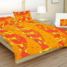 Gyerek pamut lepedők Zsiráf narancs TiaHome - 1x Párna 90x70cm, 1x Paplan 140x200cm