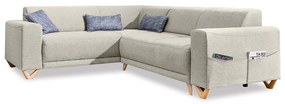 Bézs kinyitható-tárolóhelyes sarokkanapé (bal oldali-L alakú) Classy Sophie – Miuform