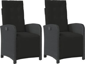 vidaXL 2 db fekete polyrattan dönthető kerti szék lábtartóval