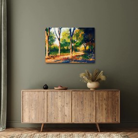 Erdő képe a nyári napsütésben, festmény (70x50 cm)