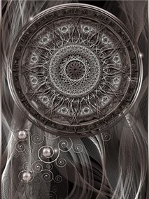 Fotótapéta Ezüst dísz Mandala Absztrakt Szürke Vinyl 184x254 +ragasztó