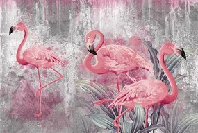 Modern nappali tapéta flamingók beton 368x248