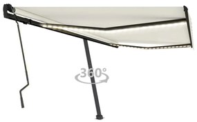 krémszínű kézzel kihúzható LED-es napellenző 400 x 300 cm