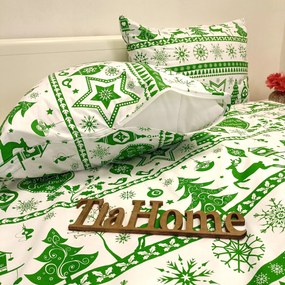 Pamut lepedők Karácsonyi zöld Christmas lepedők TiaHome - 1x Párna 90x70cm, 1x Paplan 140x200cm