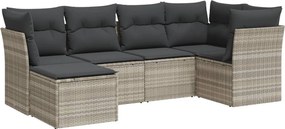 vidaXL 6 részes világosszürke polyrattan kerti ülőgarnitúra párnákkal