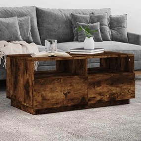 Füstös tölgy színű dohányzóasztal LED-lámpákkal 90x49x40 cm