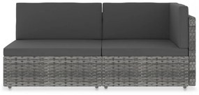 vidaXL 2 személyes szürke elemes polyrattan kanapé