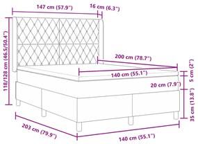 Boxrugós Ágy Matracokkal Sötétszürke 140x200 cm Bársony