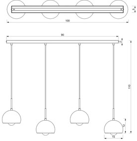 Csillár zsinóron COOL 4xE27/60W/230V fekete