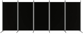 5 paneles fekete szövet térelválasztó 433x180 cm