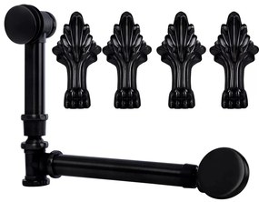 Antica szabadon álló kád fekete lábakkal és leeresztővel