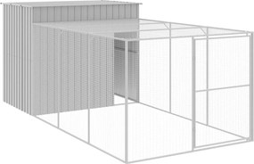 vidaXL világosszürke horganyzott acél kifutós kutyaház 214x457x181 cm