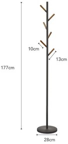 Plain Pole Hanger fekete állófogas bükkfa részletekkel - YAMAZAKI