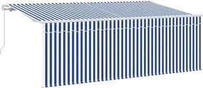 vidaXL Behúzható napellenző Csíkos Kék 350 x 200 cm szövet