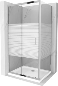 Mexen Apia zuhanykabin tolóajtóval 100 x 70 cm, átlátszó üveg / csík-króm profil + zuhanytálca, 840-100-070-01-20-4010