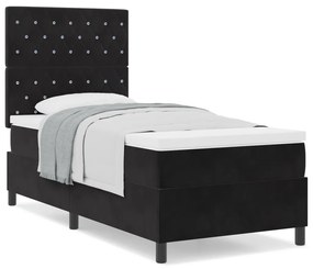 Boxspring Ágy Matracokkal Fekete 100x200 cm Bársonyos