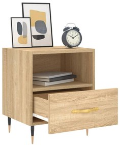 2 db sonoma tölgy színű szerelt fa éjjeliszekrény 40x35x47,5 cm