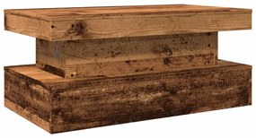antik fa színű dohányzóasztal LED-lámpákkal 90x50x40 cm