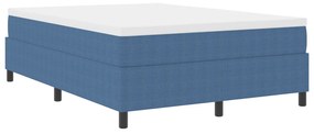 Boxspring Ágy Kék 140x200 cm Bordázott Szövet