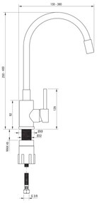 Deante ZQJNN103 - Mosogató EVORA 50x50 cm + mosdócsap gránit/fekete