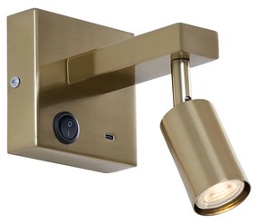 Modern arany fali lámpa USB-C csatlakozóval, dönthető - Rex