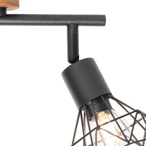 Spotlámpa fekete fával forgatható és dönthető 2-lámpás - Mosh