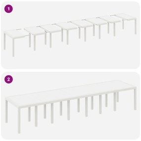 Kerti Asztal Fehér 400x100x73 cm Poli Rattan