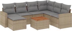 vidaXL 8 részes vegyes bézs polyrattan kerti ülőgarnitúra párnákkal