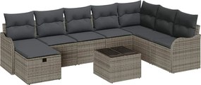 vidaXL Kerti Kanapé Szett párnával tárolóval 9 pcs Szürke Poli rattan