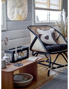 Fekete-bézs fotel szövött résszel Loue - Bloomingville