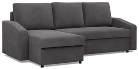 Zeus sarokkanapé, 2 ágyneműtartóval, döntött kartámasz, kordbársony, univerzális oldal, bonell töltet, szürke