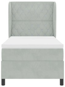 Boxspring Ágy Matrac Különböző Színben - Világosszürke - 90x200 cm - Bársony