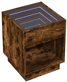Füstös tölgy végtelen hatású LED-es dohányzóasztal 40x40x50 cm