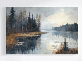 Poszter Tájkép Erdő Fák Tó Tükröződés 60x40