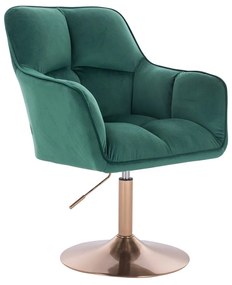 HR550N Sötétzöld modern velúr szék arany lábbal