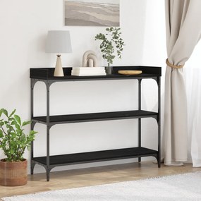 Konzolasztal Fekete Tölgy 100x30x80 cm Mérnöki Fa és Acél