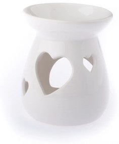 Szív kerámia aromaterápiás lámpa fehér, 11 x 10 cm