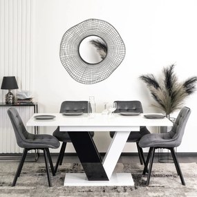 Étkezőgarnitúra 4 db székkel. Bővíthető asztal CLARK 120-160 cm + 4 db szürke étkezőszék RICK