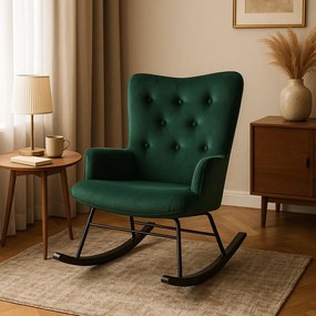 Zöld Hintafotel Bársony Kárpittal. ELIS