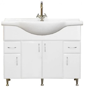 VERTEX Bianca Plus 105 alsó szekrény mosdóval, magasfényű fehér színben (Szekrény)