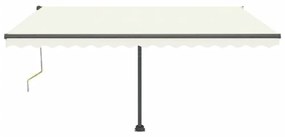 krémszínű automata szélérzékelős és LED-es napellenző 450x350cm