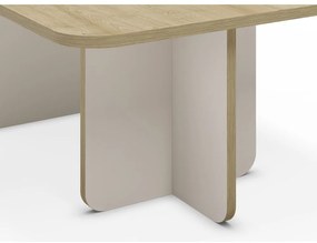 Krémszínű-natúr színű dohányzóasztal tölgyfa dekoros asztallappal 56x100 cm Hillary – Marckeric